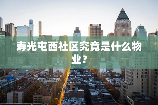 寿光屯西社区究竟是什么物业？